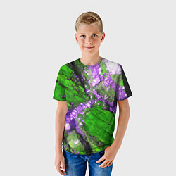 Футболка детская Фиолетовый минерал в зелёном камне, цвет: 3D-принт — фото 2