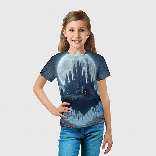 Детская футболка Замок Дракулы и неоновые грибы - нейроарт фантазия / 3D-принт – фото 5
