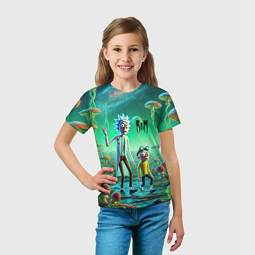 Детская футболка Рик и Морти изучают планету мухоморов - нейроарт ф / 3D-принт – фото 5