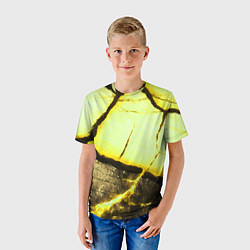 Футболка детская Трещины на абстрактном жёлтом фоне, цвет: 3D-принт — фото 2