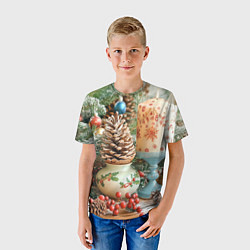 Футболка детская Новогодняя атрибутика, цвет: 3D-принт — фото 2