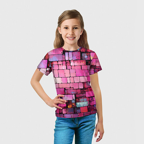 Детская футболка Pink bricks / 3D-принт – фото 5