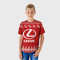 Футболка детская Новогодний Lexus с оленями, цвет: 3D-принт — фото 2