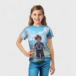 Футболка детская Роблокс улыбающийся человечек, цвет: 3D-принт — фото 2