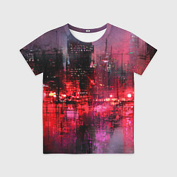 Футболка детская Огни города мастихином - нейросеть, цвет: 3D-принт