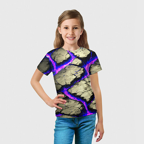 Детская футболка Треснувший камень фиолетовый / 3D-принт – фото 5