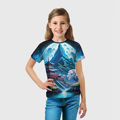 Детская футболка Пейзаж Японии и горы / 3D-принт – фото 5
