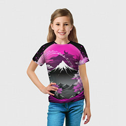 Футболка детская Япония природа в коллаже, цвет: 3D-принт — фото 2
