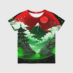 Футболка детская Япония красно-зеленая природа, цвет: 3D-принт
