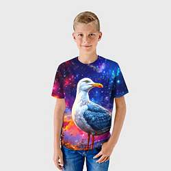 Футболка детская Чайка и космос, цвет: 3D-принт — фото 2