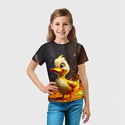 Футболка детская Утенок в огне, цвет: 3D-принт — фото 2