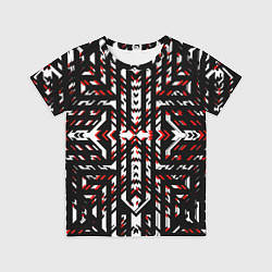 Футболка детская Чёрно-красные диагональные полосы на белом фоне, цвет: 3D-принт