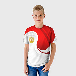 Футболка детская Россия - красный и белый, цвет: 3D-принт — фото 2