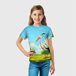 Футболка детская Аист в лесу, цвет: 3D-принт — фото 2