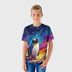 Футболка детская Пингвин в космосе, цвет: 3D-принт — фото 2