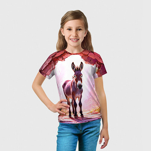 Детская футболка Осел в розовом свете / 3D-принт – фото 5