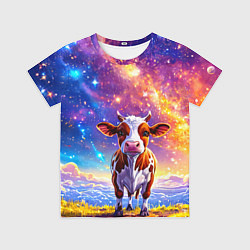 Футболка детская Коровка и звездное небо, цвет: 3D-принт