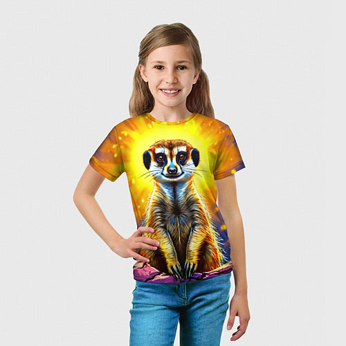 Детская футболка Сурикат в яркиз лучах солнца / 3D-принт – фото 5