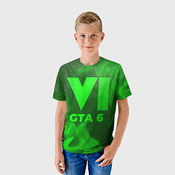 Футболка детская GTA 6 - green gradient, цвет: 3D-принт — фото 2