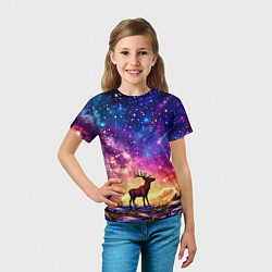 Футболка детская Лось и звездное небо, цвет: 3D-принт — фото 2