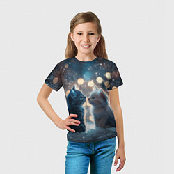 Футболка детская Белый и черный котенок, цвет: 3D-принт — фото 2