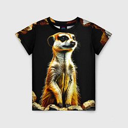 Футболка детская Сурикат на черном, цвет: 3D-принт