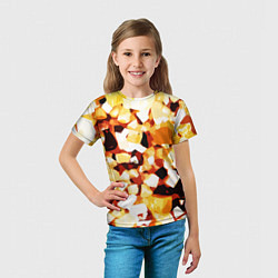 Футболка детская Жёлто-белая абстракция на чёрном фоне, цвет: 3D-принт — фото 2