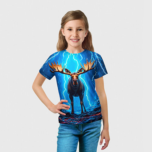 Детская футболка Лось и молния / 3D-принт – фото 5