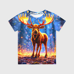 Футболка детская Лосенок в лесу, цвет: 3D-принт