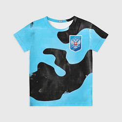 Футболка детская Черно-зеленый камуфляж и герб РФ, цвет: 3D-принт
