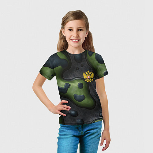 Детская футболка Объемный абстрактный камуфляж / 3D-принт – фото 5