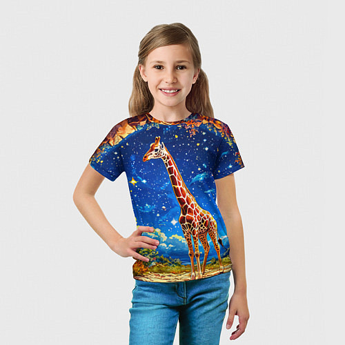Детская футболка Жираф в звездную ночь / 3D-принт – фото 5