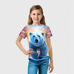 Футболка детская Белый медведь идет по льдине, цвет: 3D-принт — фото 2