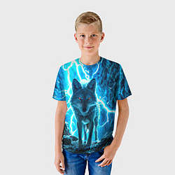 Футболка детская Волк в разрядах молнии, цвет: 3D-принт — фото 2