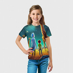 Футболка детская Рик и Морти на планете жирафов - нейроарт, цвет: 3D-принт — фото 2