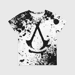 Футболка детская Assassins creed shadows - черно-белые брызги, цвет: 3D-принт