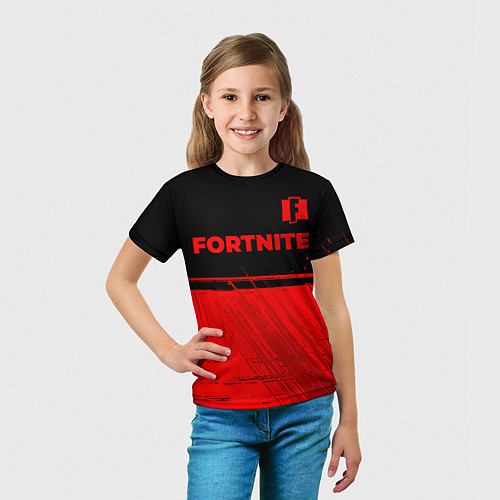 Детская футболка Fortnite - red gradient посередине / 3D-принт – фото 5