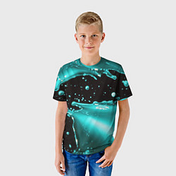 Футболка детская Разрыв голубой краски, цвет: 3D-принт — фото 2