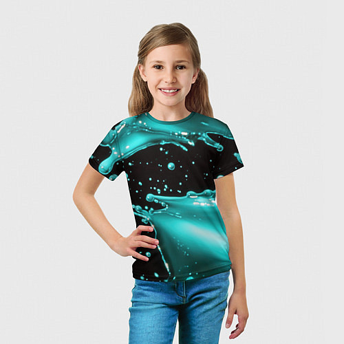 Детская футболка Разрыв голубой краски / 3D-принт – фото 5