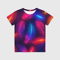 Футболка детская Вспыхивающие перья - неоновое свечение, цвет: 3D-принт