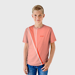 Футболка детская Sport персиковый с полосой, цвет: 3D-принт — фото 2