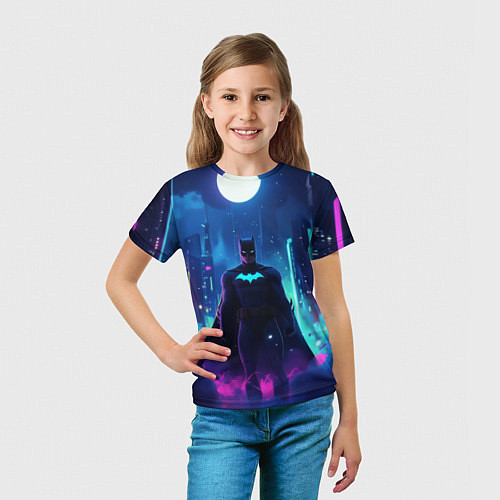 Детская футболка Бэтмен неоновый город / 3D-принт – фото 5