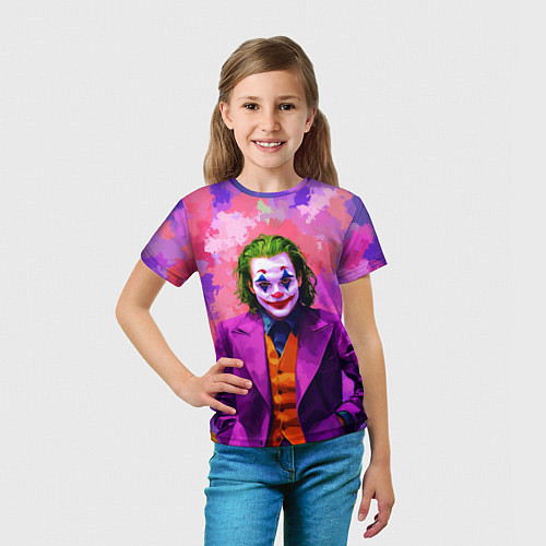 Детская футболка Джокер и фиолетовые краски / 3D-принт – фото 5