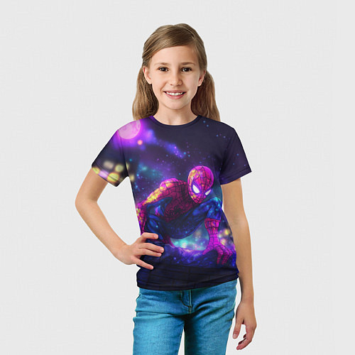 Детская футболка Человек-паук неоновый свет / 3D-принт – фото 5