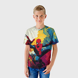 Футболка детская Человек паук висит на паутине, цвет: 3D-принт — фото 2