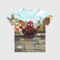 Футболка детская Маленький человек-паук в городе, цвет: 3D-принт