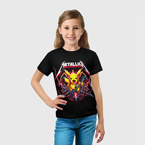 Детская футболка Metallica - cool Pikachu / 3D-принт – фото 5