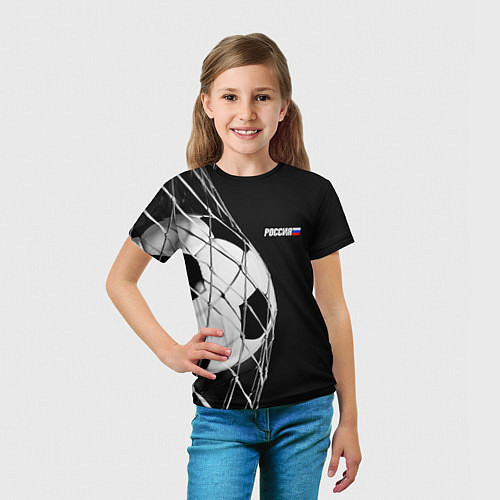 Детская футболка Футбольный мяч в сетке ворот / 3D-принт – фото 5