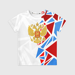 Футболка детская Герб России - фрагментация цветов, цвет: 3D-принт