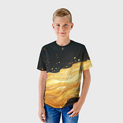 Футболка детская Золотистая материя на черном фоне, цвет: 3D-принт — фото 2
